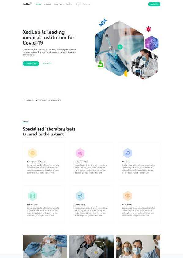 新冠疫苗研发机构网站html模板 - 项目资源网