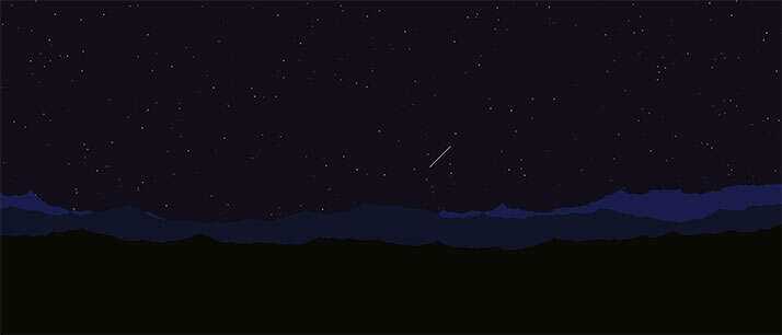 html5 canvas山顶夜空流星划过背景动画特效 - 项目资源网