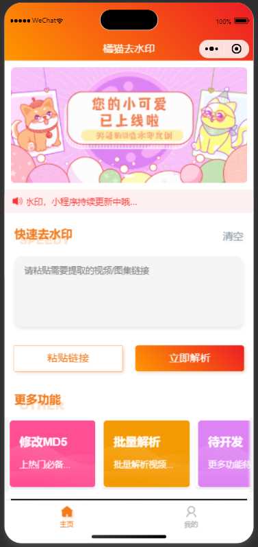 橘猫去水印小程序源码免费分享 - 项目资源网