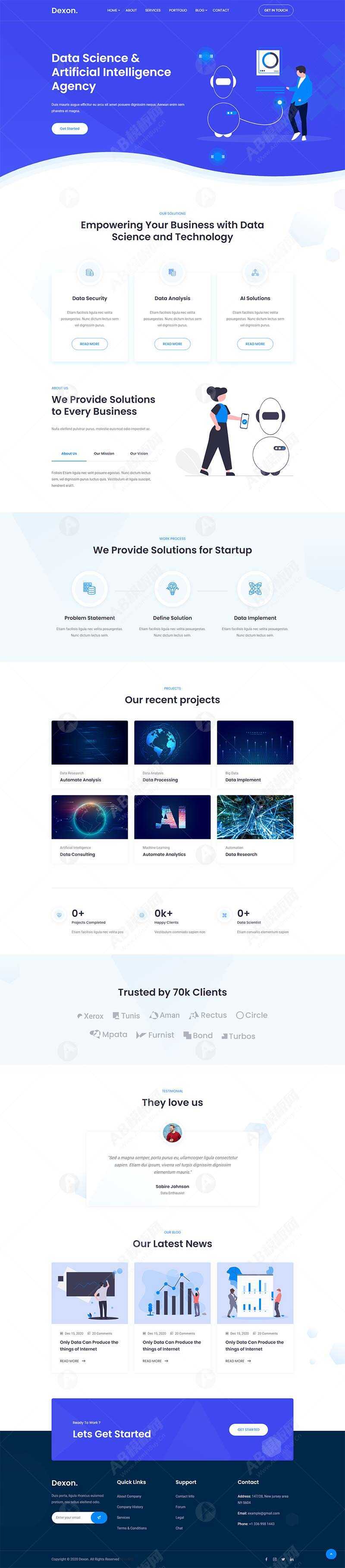 AI智能大数据分析公司网站html模板 - 项目资源网