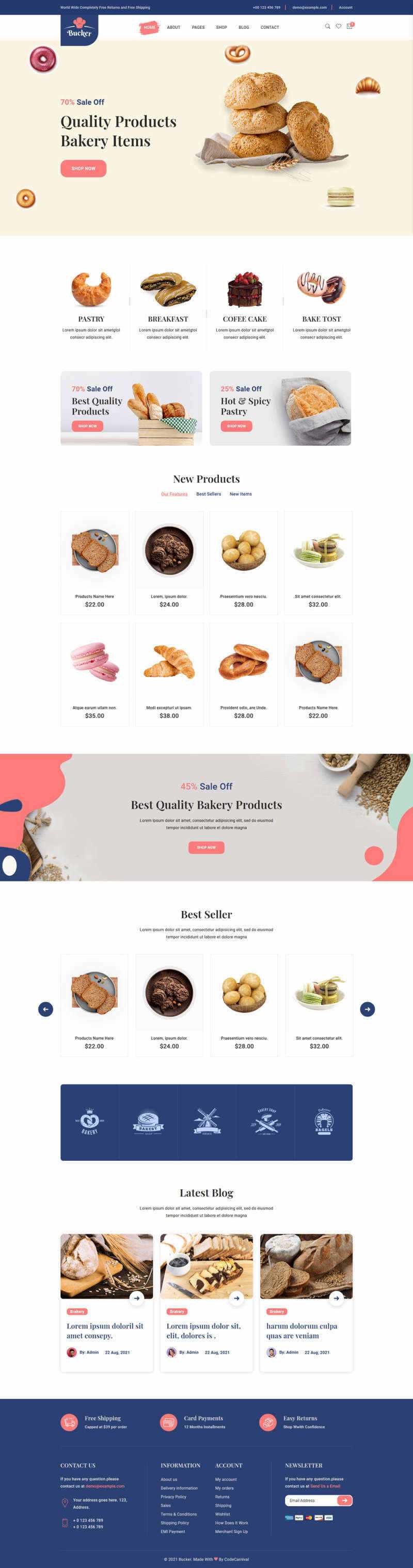 Bootstrap5甜品面包店铺HTML电商模板 - 项目资源网