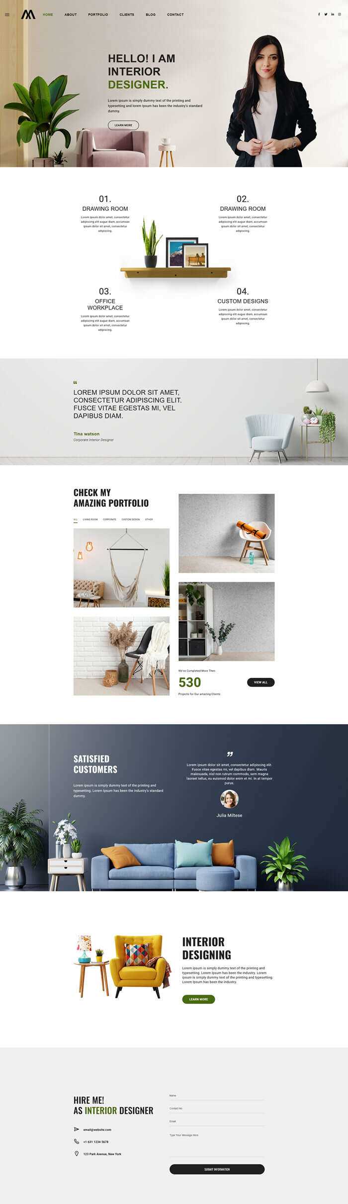 室内设计师个人作品简历html5模板 - 项目资源网