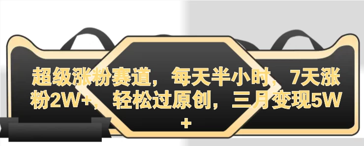 超级涨粉赛道,每天半小时,7天涨粉2W+,轻松过原创,三月变现5W+ - 项目资源网