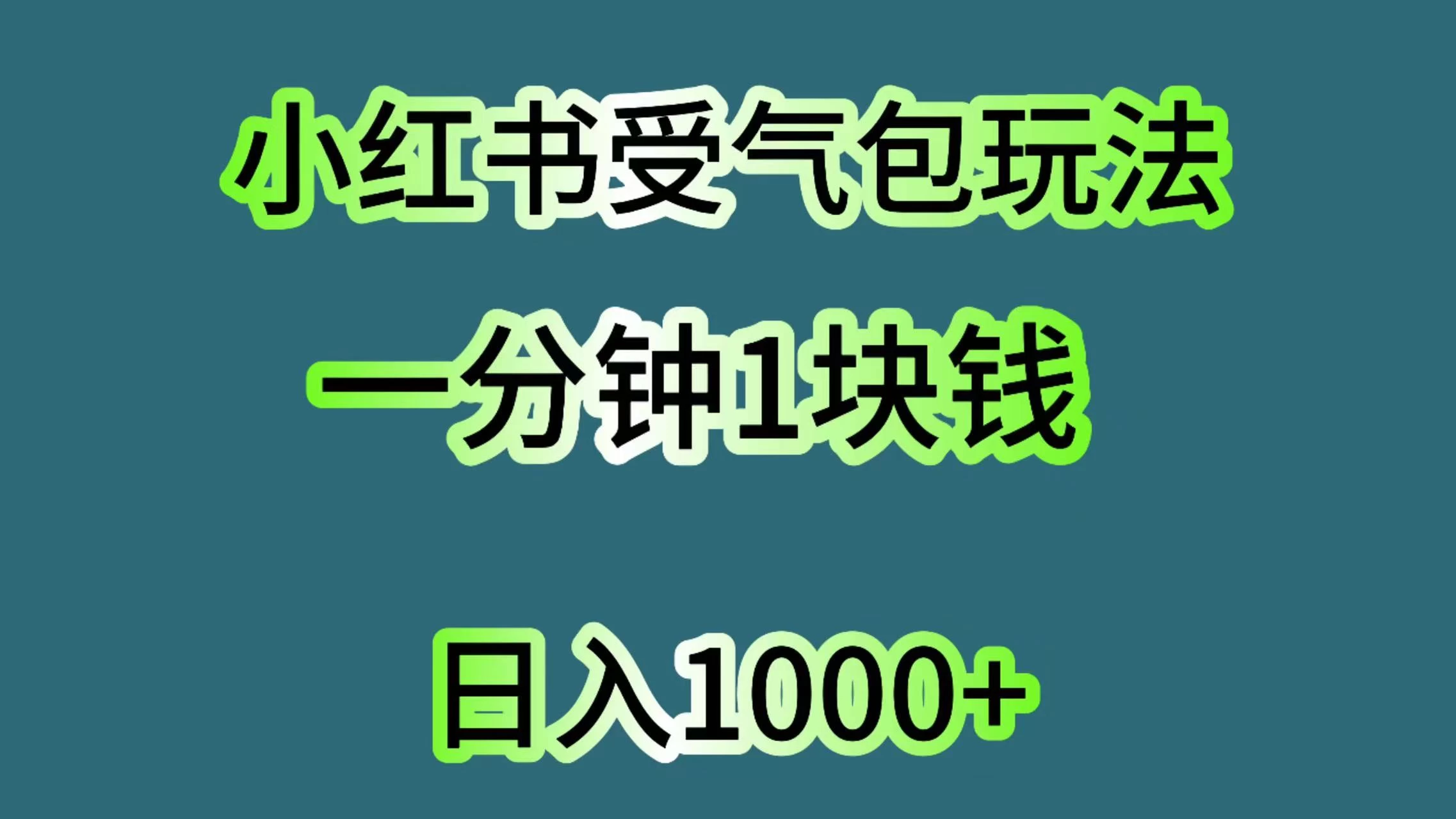 小红书受气包玩法，一分钟一块钱，日入1000+ - 项目资源网