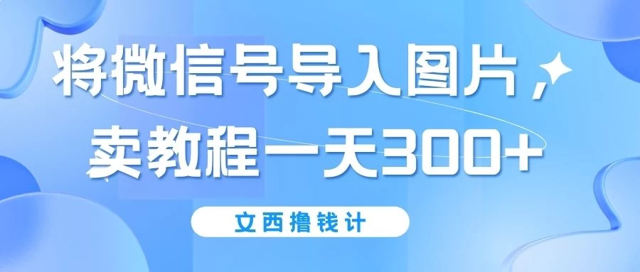 将微信号导入图片，卖教程一天300+（无脑操作！有手就会！） - 项目资源网