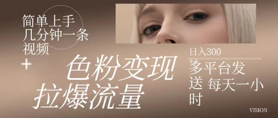 色粉变现,拉爆流量,简单上手几分钟一条视频,多平台发送每天一小时,日入300+ - 项目资源网