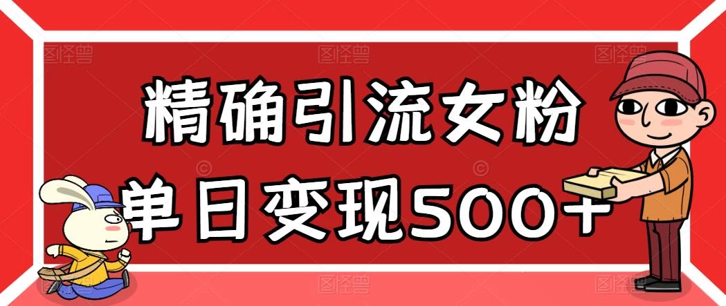精确引流女粉,单日变现500+,高复购,保姆级教程 - 项目资源网