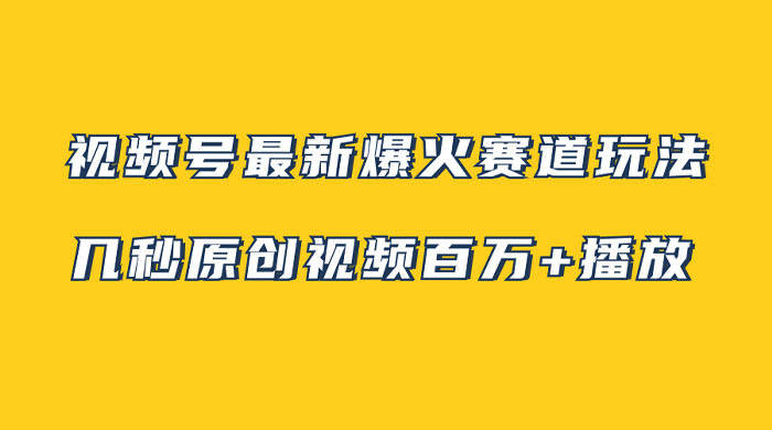 视频号最新爆火赛道玩法,几秒视频可达百万播放,小白即可操作(附素材) - 项目资源网