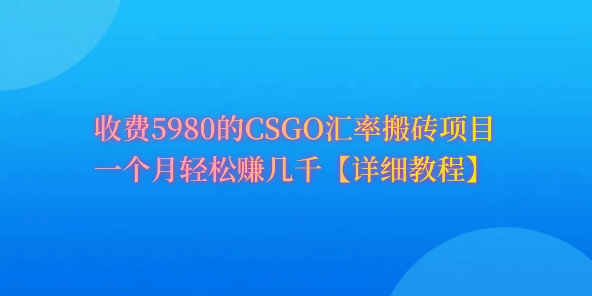 CSGO装备搬砖，月综合收益率高达60%，你也可以！ - 项目资源网