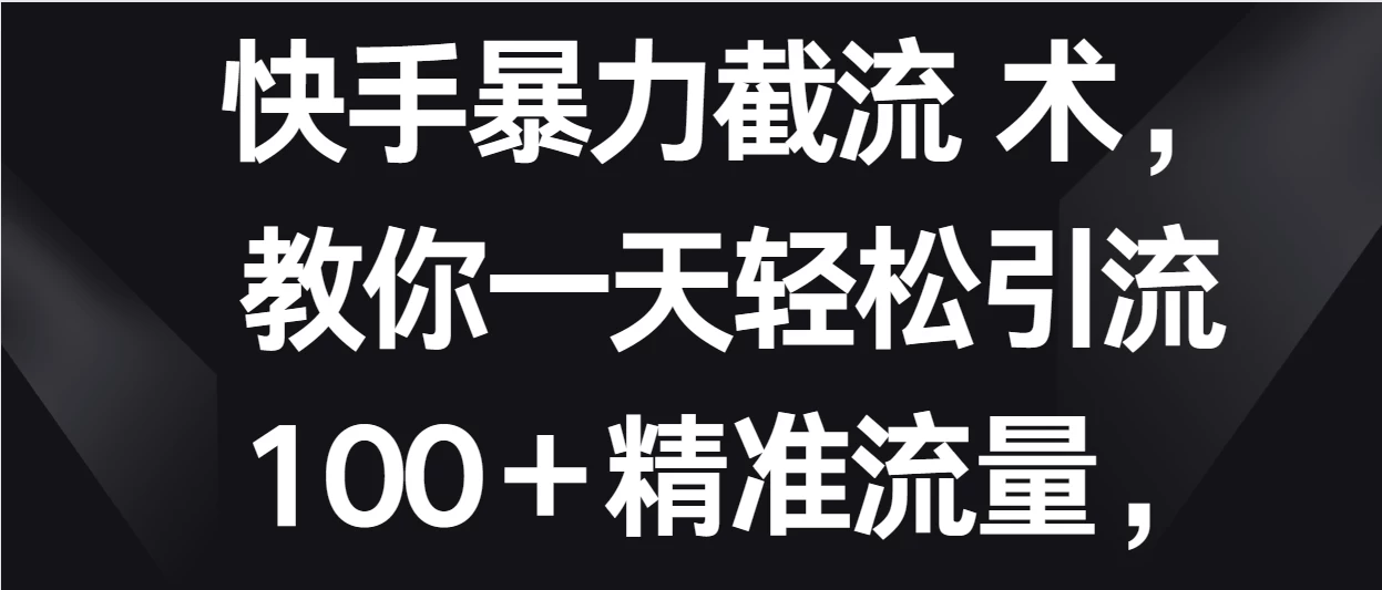 快手暴力截流术,教你一天轻松引流100+精准流量,当天做当天见效果 - 项目资源网