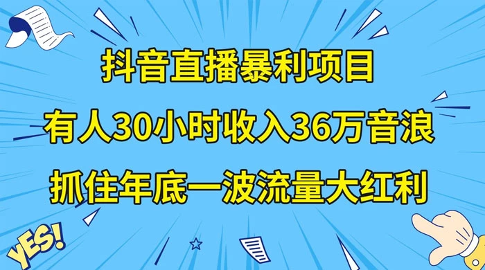 抖音直播暴利项目,有人 30 小时收入 36 万音浪,公司宣传片年会视频制作,抓住年底一波流量大红利 - 项目资源网