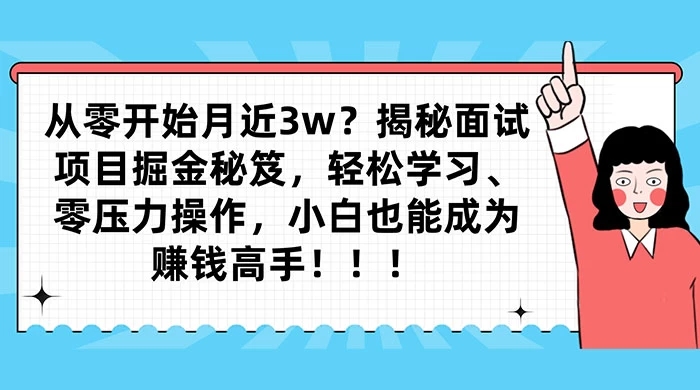 从零开始月入近3w?揭秘面试项目掘金秘笈,轻松学习、零压力操作,小白也能成为赚钱高手 - 项目资源网