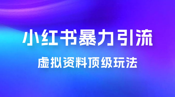 虚拟资料顶级玩法，小红书暴力引流，喂饭级教程零成本，利润任你定 - 项目资源网