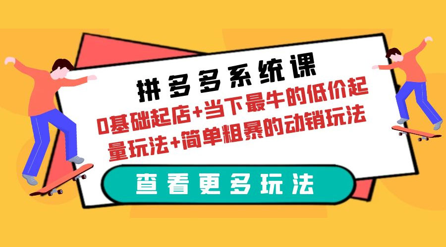 拼多多系统课：0 基础起店+当下最牛的低价起量玩法+简单粗暴的动销玩法 - 项目资源网