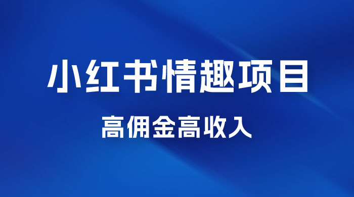 最新小红书情趣项目，日入千，高佣金高收入，操作简单，长期稳定 - 项目资源网