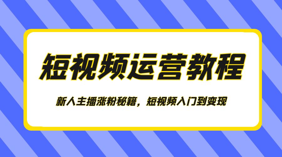 短视频运营教程：新人主播涨粉秘籍，短视频入门到变现 - 项目资源网